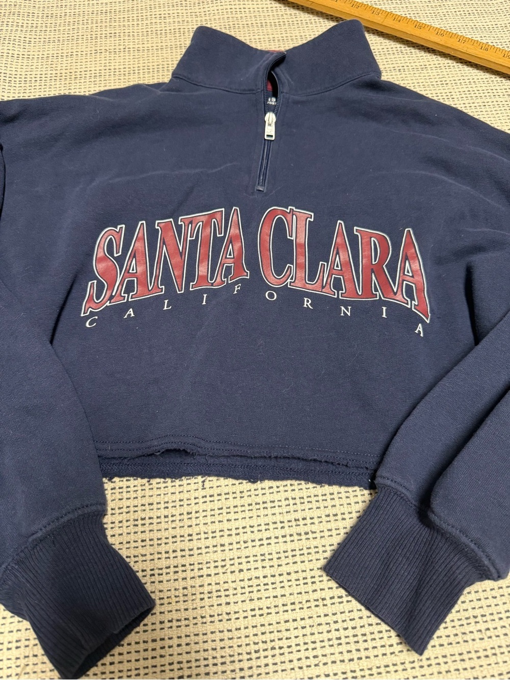 3/$20🍁SALE! Hollister Navy Half-Zip Crop Sweatshirt with Chest Graphic